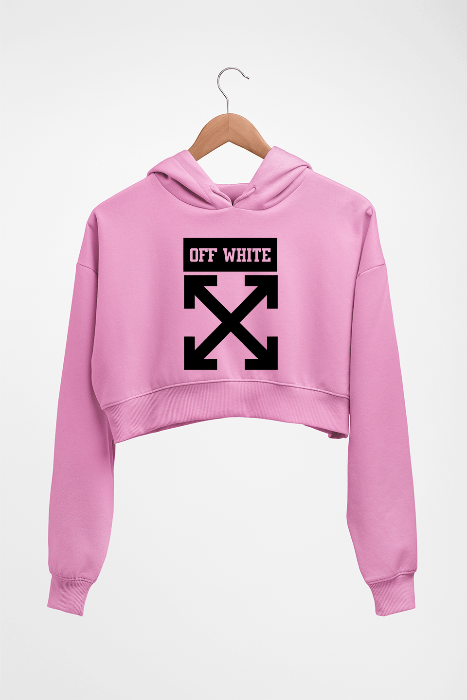 Off White Crop HOODIE FOR WOMEN-Light Baby Pink-Ektarfa.online