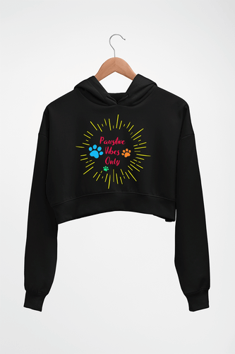 Dog Positive Vibes Crop HOODIE FOR WOMEN-Black-Ektarfa.online