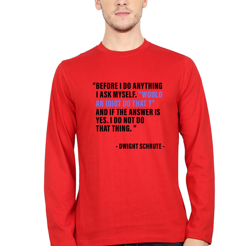 Dwight Schrute Full Sleeves T-Shirt for Men-Red-Ektarfa.online