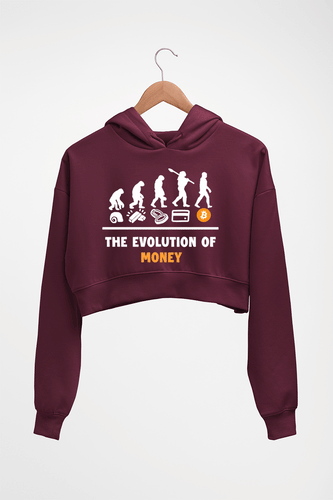 Bitcoin Crypto Money Crop HOODIE FOR WOMEN-Maroon-Ektarfa.online