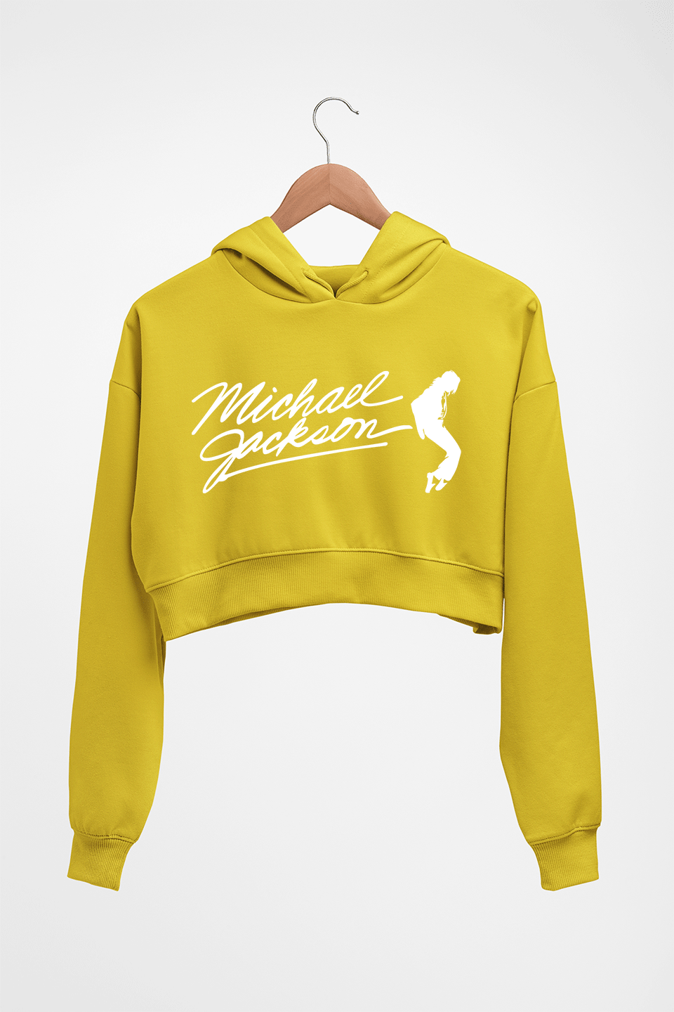 Michael Jackson Crop HOODIE FOR WOMEN-Mustard Yellow-Ektarfa.online