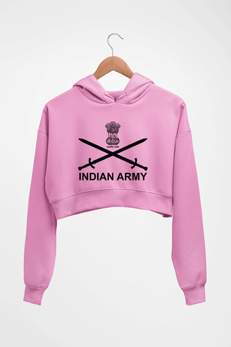 Indian Army Crop HOODIE FOR WOMEN-Light Baby Pink-Ektarfa.online