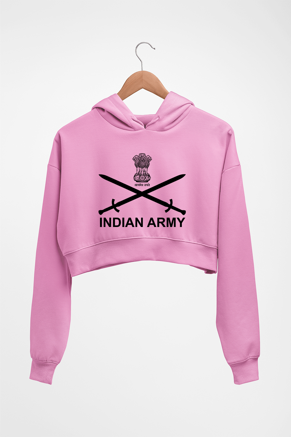 Indian Army Crop HOODIE FOR WOMEN-Light Baby Pink-Ektarfa.online