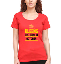 Load image into Gallery viewer, Queens Are Born In October T-Shirt for Women-Red-Ektarfa.online

