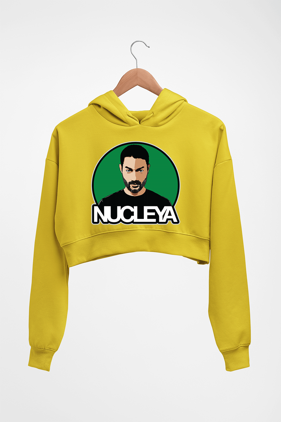 Nucleya Crop HOODIE FOR WOMEN-Mustard Yellow-Ektarfa.online