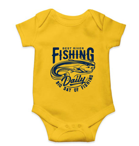 Fishing Kids Romper For Baby Boy/Girl-0-5 Months(18 Inches)-Yellow-Ektarfa.online