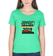 Load image into Gallery viewer, Sebastian Vettel F1 Ferrari T-Shirt for Women-Flag Green-Ektarfa.online
