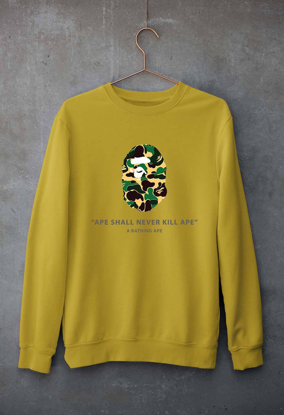 A Bathing Ape Unisex Sweatshirt for Men/Women-Mustard Yellow-Ektarfa.online