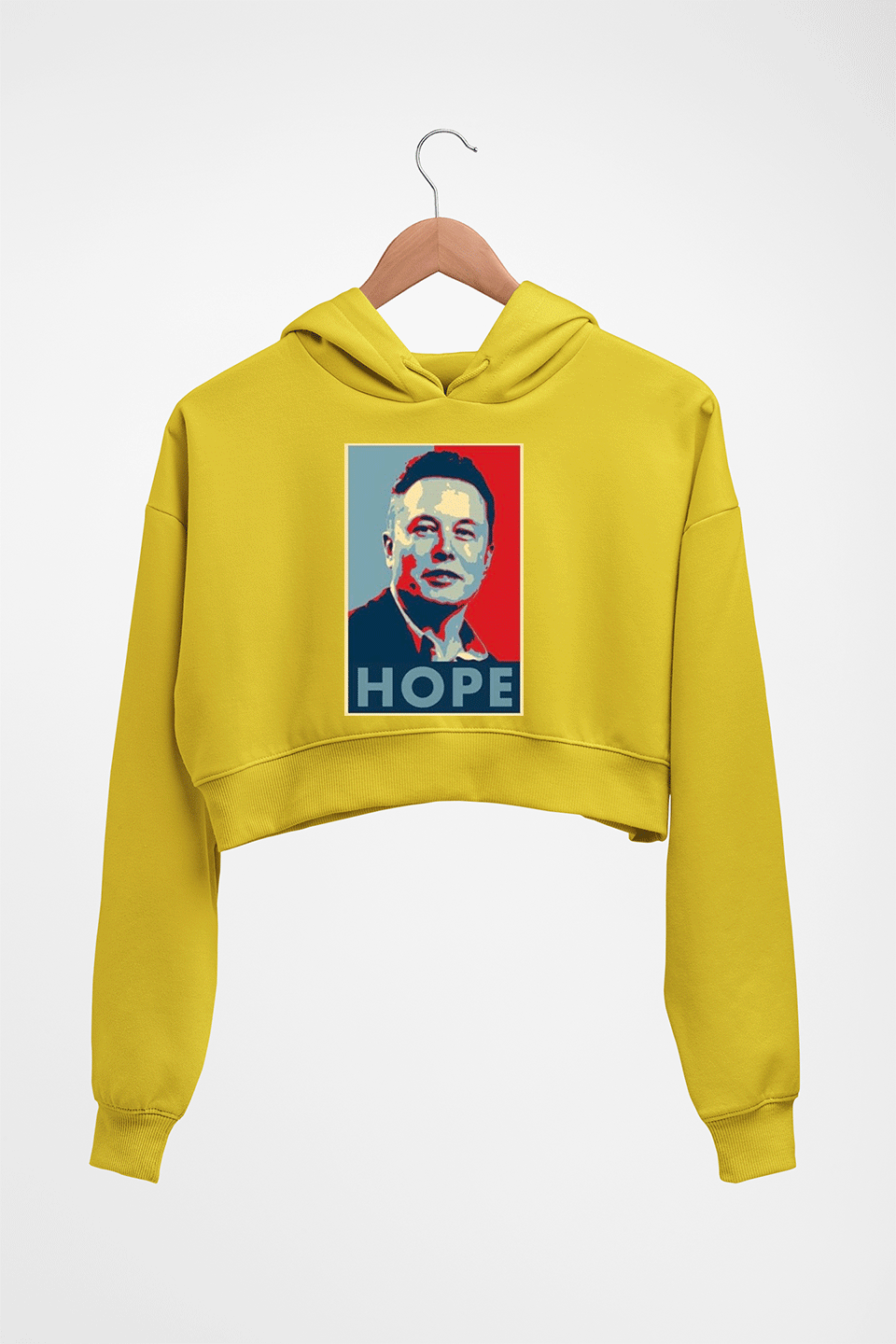Elon Musk Hope Crop HOODIE FOR WOMEN-Mustard Yellow-Ektarfa.online