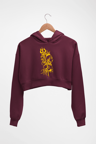 Mahakal Mahadev Bholenath Shiva Shivji Crop HOODIE FOR WOMEN-Maroon-Ektarfa.online