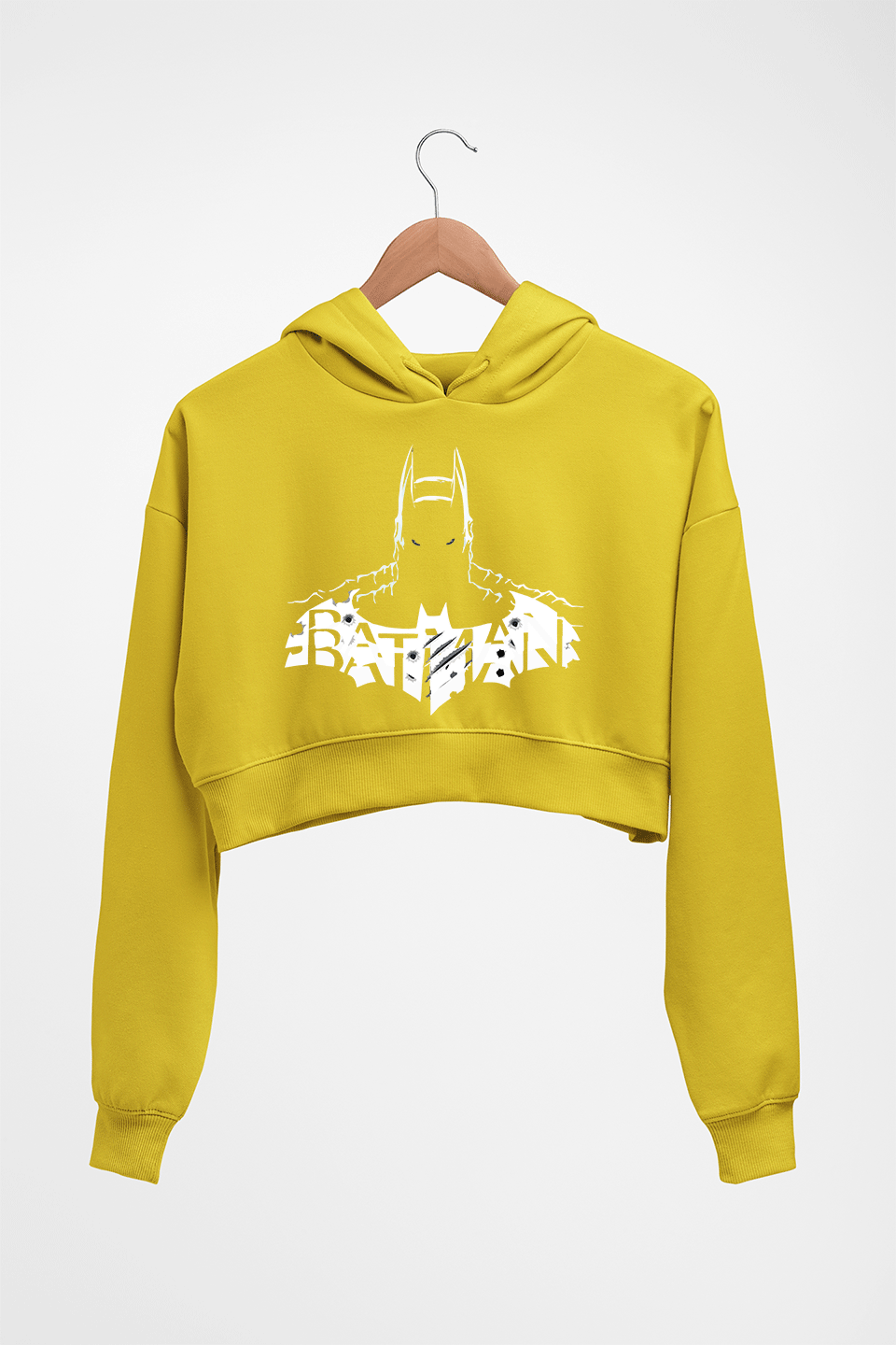 Batman Superhero Crop HOODIE FOR WOMEN-Mustard Yellow-Ektarfa.online