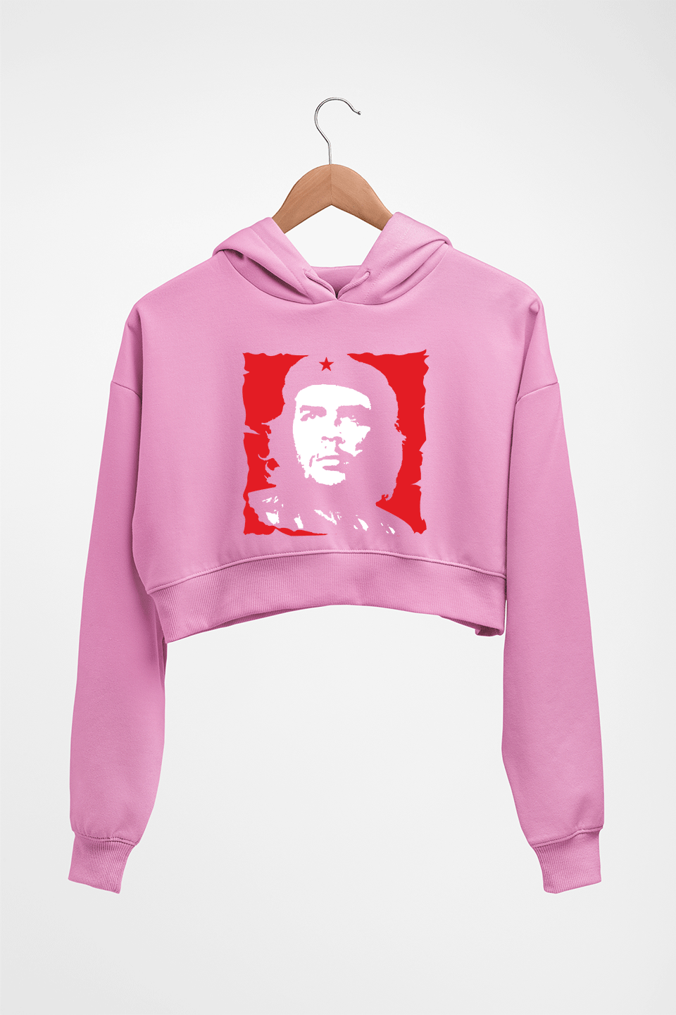 Che Guevara Crop HOODIE FOR WOMEN-Light Baby Pink-Ektarfa.online