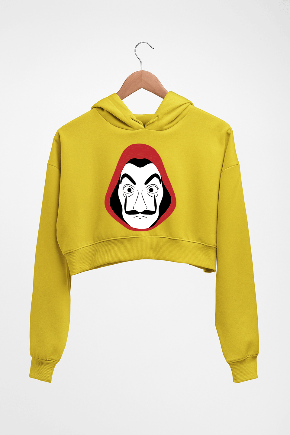 Salvador Dalí Crop HOODIE FOR WOMEN-Mustard Yellow-Ektarfa.online
