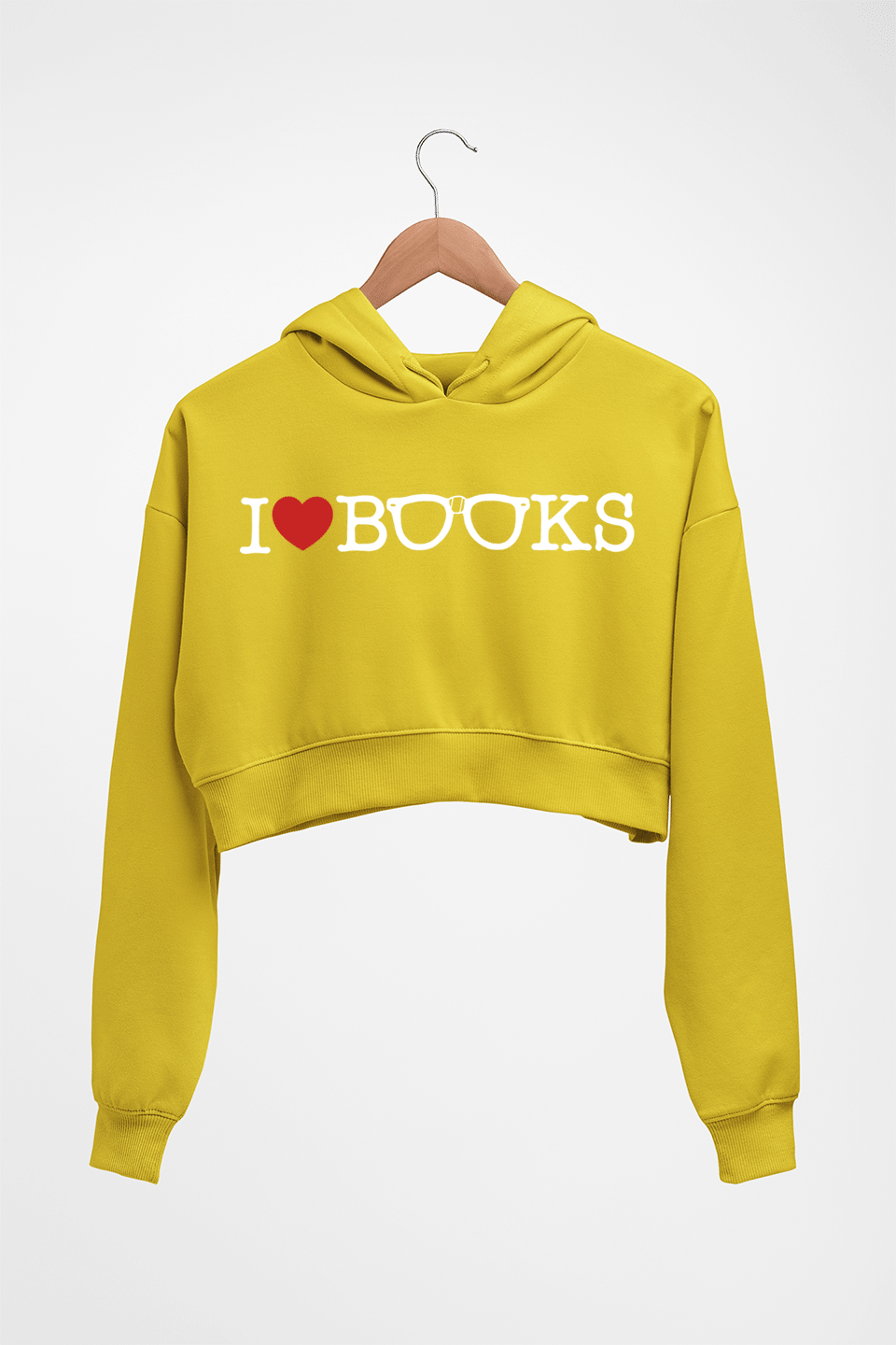 Love Books Crop HOODIE FOR WOMEN-Mustard Yellow-Ektarfa.online