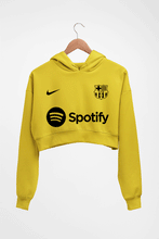 Load image into Gallery viewer, Barcelona 2022-23 Crop HOODIE FOR WOMEN-Mustard yellow-Ektarfa.online
