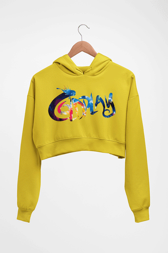 Coldplay Crop HOODIE FOR WOMEN-Mustard Yellow-Ektarfa.online