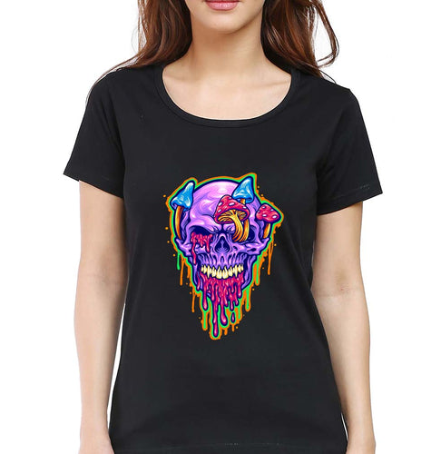 Trippy Psychedelic Peace T-Shirt for Women-Black-Ektarfa.online