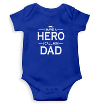 Load image into Gallery viewer, I Have A Hero I Call Him Dad Kids Romper For Baby Boy/Girl-0-5 Months(18 Inches)-Royal Blue-Ektarfa.online
