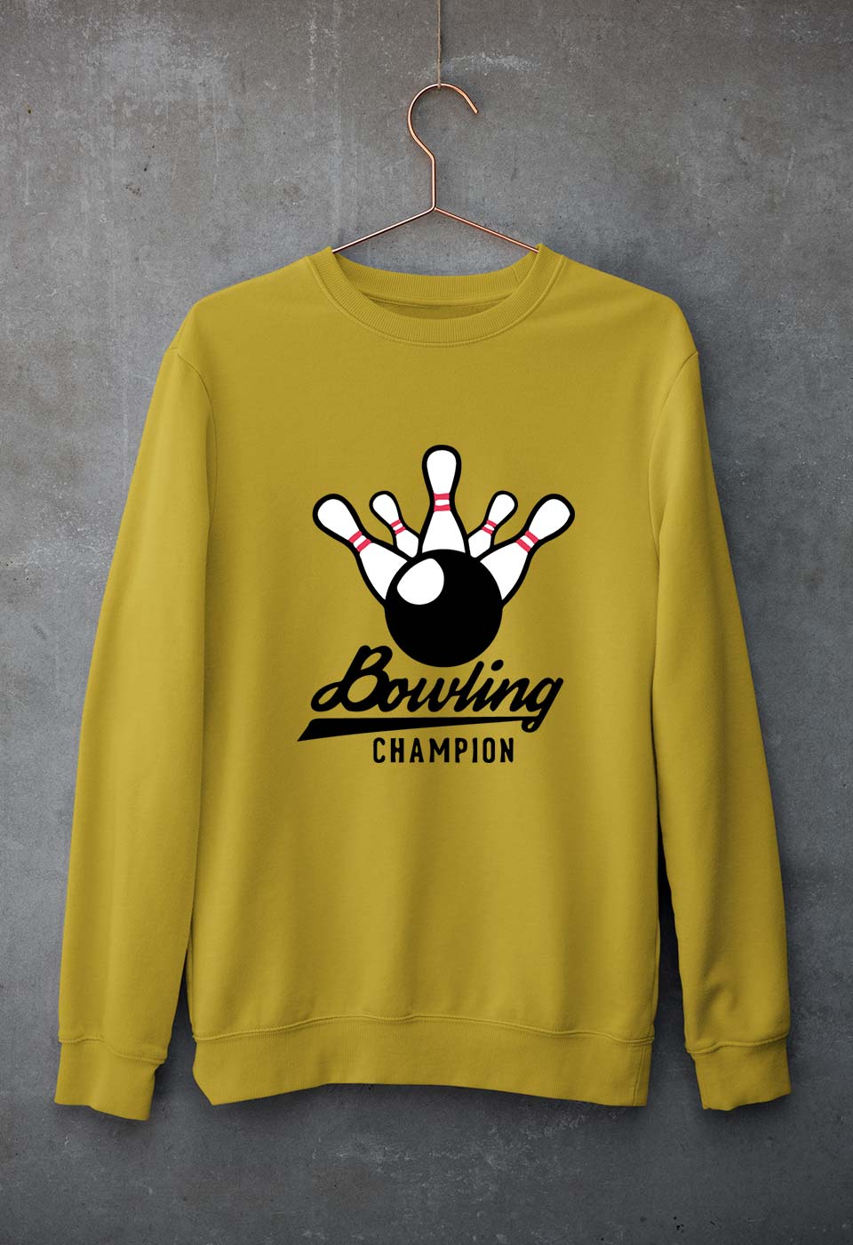 Bowling Champion Unisex Sweatshirt for Men/Women-Mustard Yellow-Ektarfa.online