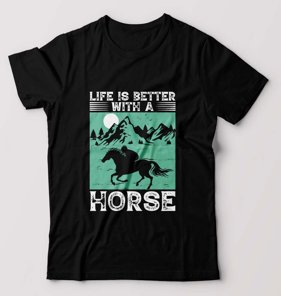 Horse Riding T-Shirt for Men-Black-Ektarfa.online