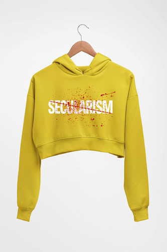 Secularism Crop HOODIE FOR WOMEN-Mustard Yellow-Ektarfa.online