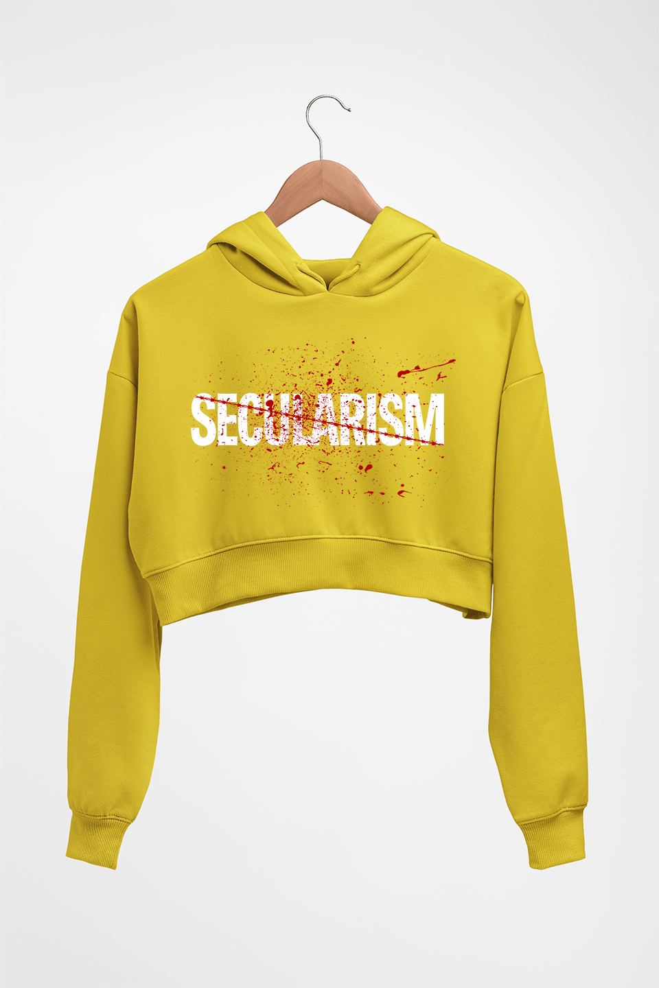 Secularism Crop HOODIE FOR WOMEN-Mustard Yellow-Ektarfa.online