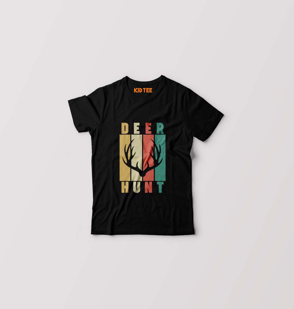 Deer Kids T-Shirt for Boy/Girl-Black-Ektarfa.online