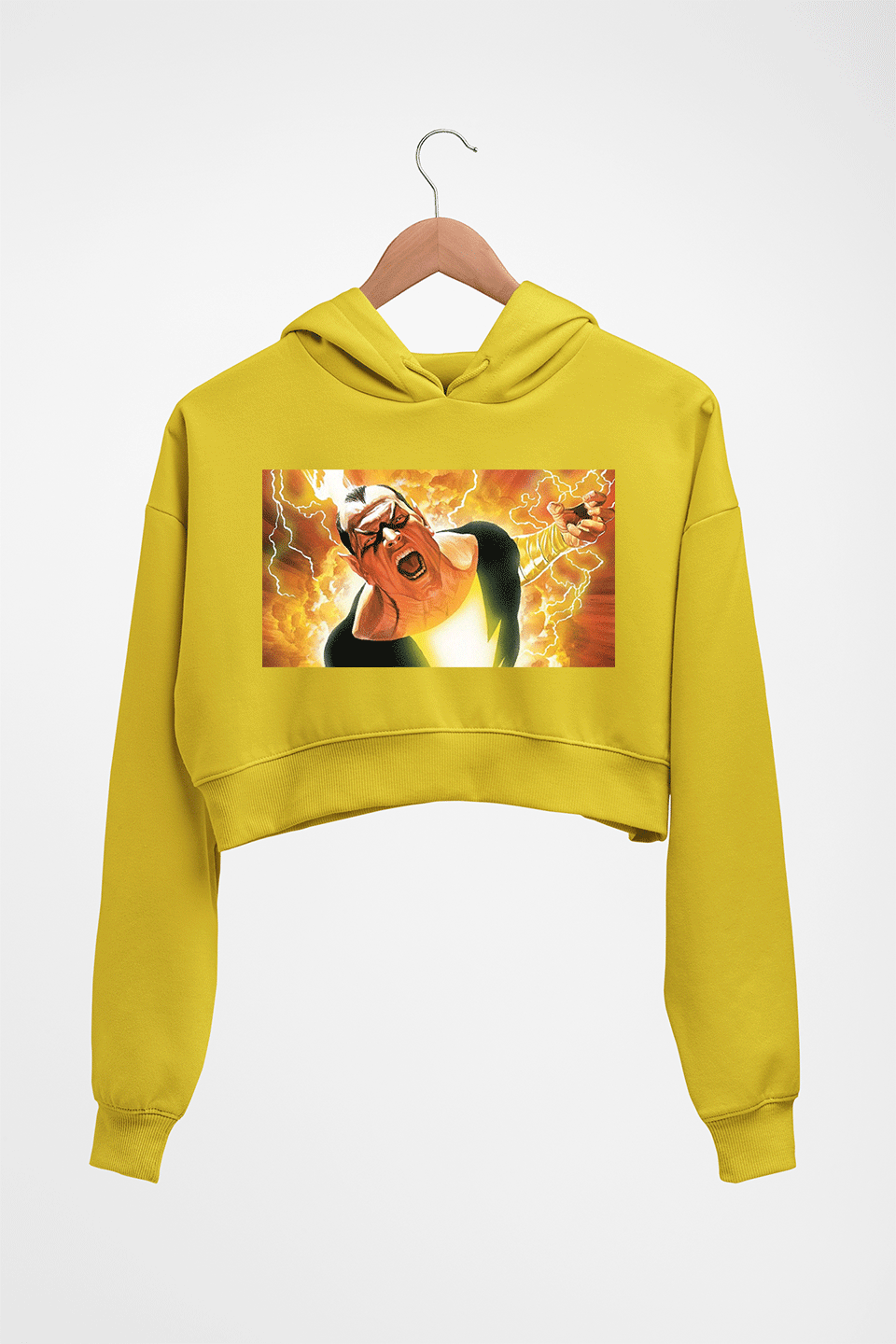 Black Adam Crop HOODIE FOR WOMEN-Mustard Yellow-Ektarfa.online