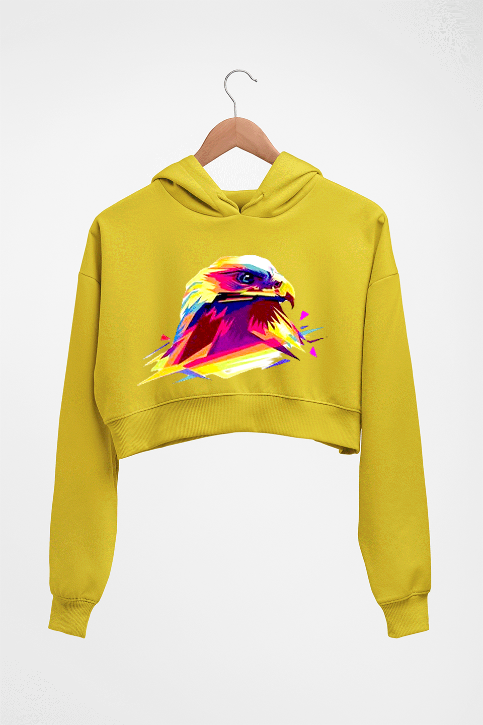 Eagle Crop HOODIE FOR WOMEN-Mustard Yellow-Ektarfa.online