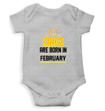 Load image into Gallery viewer, Kings Are Born In February Kids Romper For Baby Boy/Girl-0-5 Months(18 Inches)-Grey-Ektarfa.online
