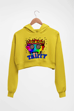 Load image into Gallery viewer, Trippy Crop HOODIE FOR WOMEN-Mustard Yellow-Ektarfa.online
