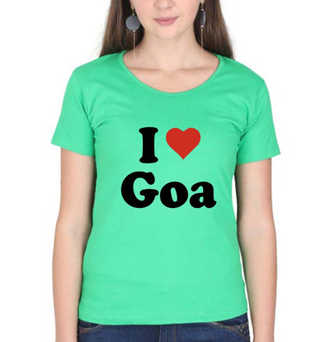 I Love Goa T-Shirt for Women-Flag Green-Ektarfa.online