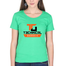Load image into Gallery viewer, Technical Guruji(Gaurav Chaudhary) T-Shirt for Women-Flag Green-Ektarfa.online
