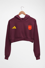Load image into Gallery viewer, Spain Football Crop HOODIE FOR WOMEN-Maroon-Ektarfa.online
