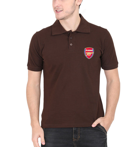 Arsenal Logo Polo T-Shirt for Men-S(38 Inches)-Coffee Brown-Ektarfa.co.in