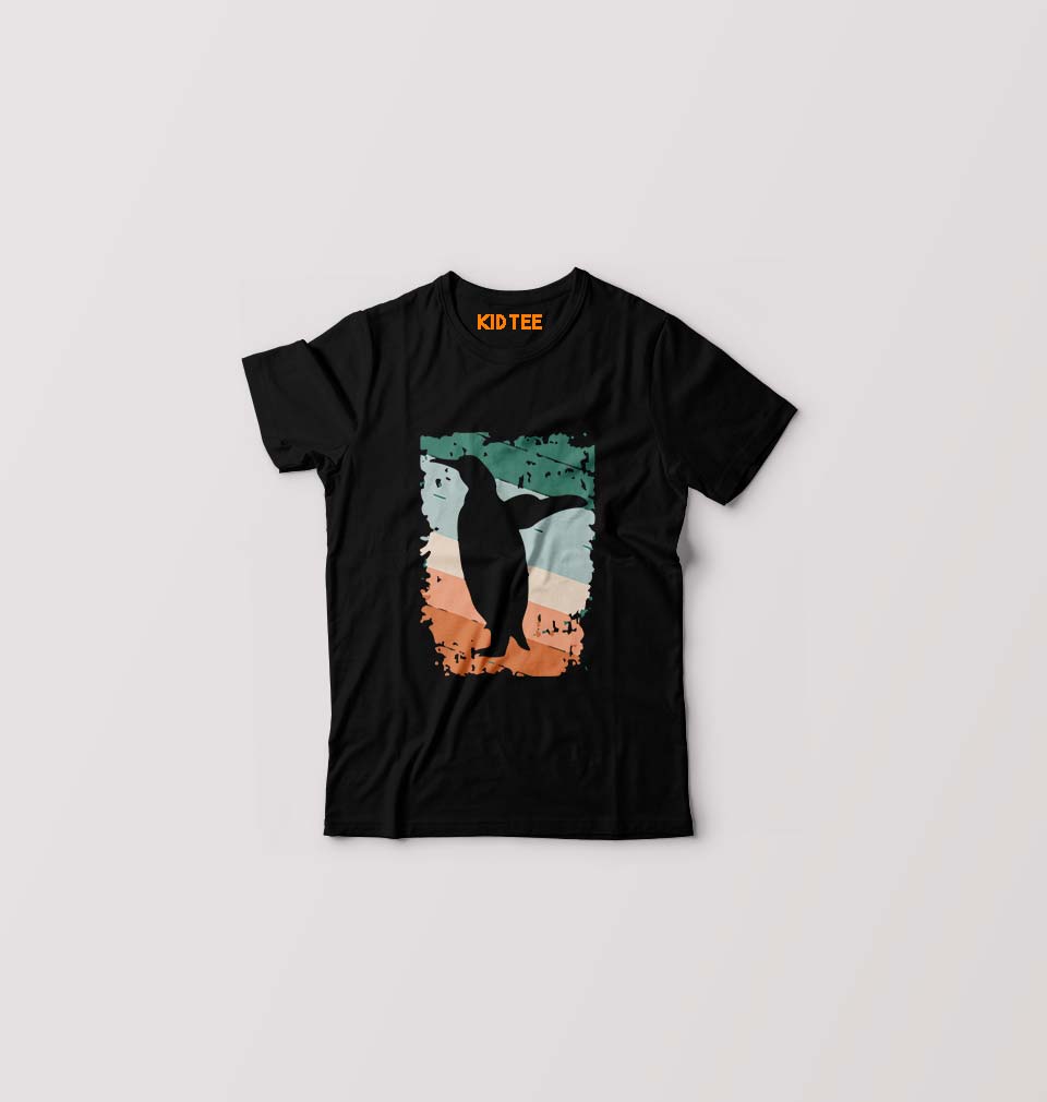 Penguin Kids T-Shirt for Boy/Girl-Black-Ektarfa.online