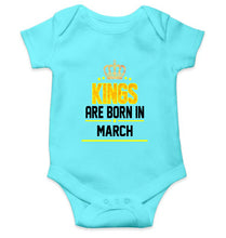 Load image into Gallery viewer, Kings Are Born In March Kids Romper For Baby Boy/Girl-0-5 Months(18 Inches)-Sky Blue-Ektarfa.online
