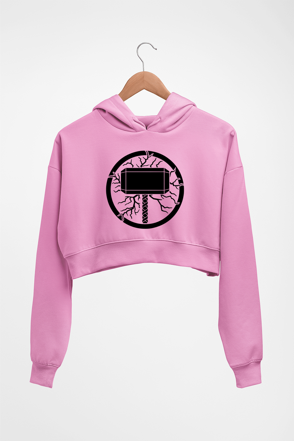 Thor Superhero Crop HOODIE FOR WOMEN-Light Baby Pink-Ektarfa.online