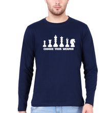 Load image into Gallery viewer, Chess Full Sleeves T-Shirt for Men-Navy Blue-Ektarfa.online
