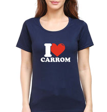 Load image into Gallery viewer, I Love Carrom T-Shirt for Women-Navy Blue-Ektarfa.online
