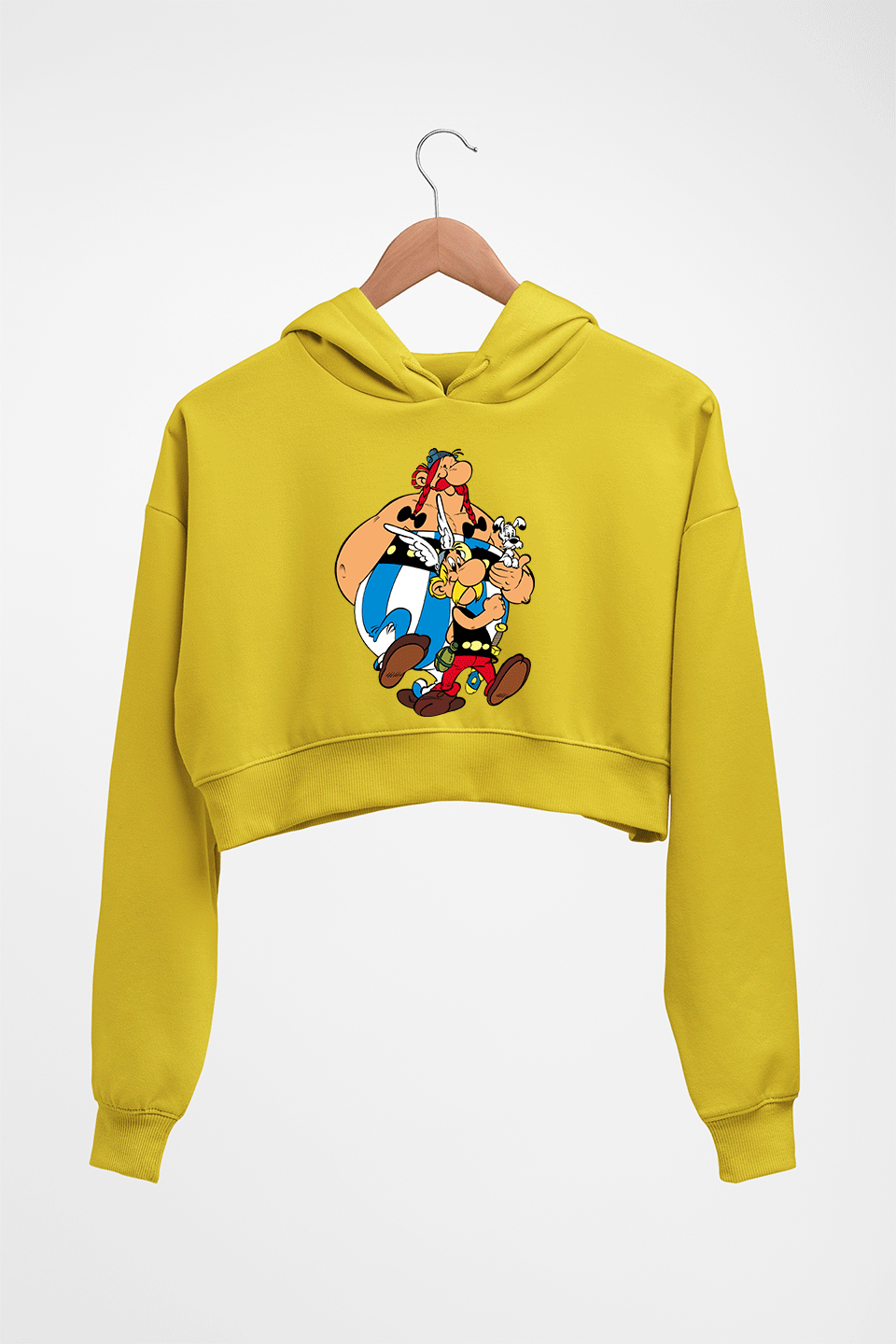 Asterix Crop HOODIE FOR WOMEN-Mustard Yellow-Ektarfa.online