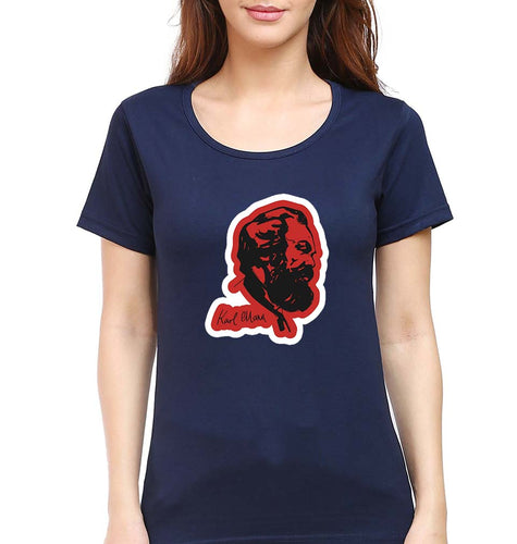 Karl Marx T-Shirt for Women-Navy Blue-Ektarfa.online