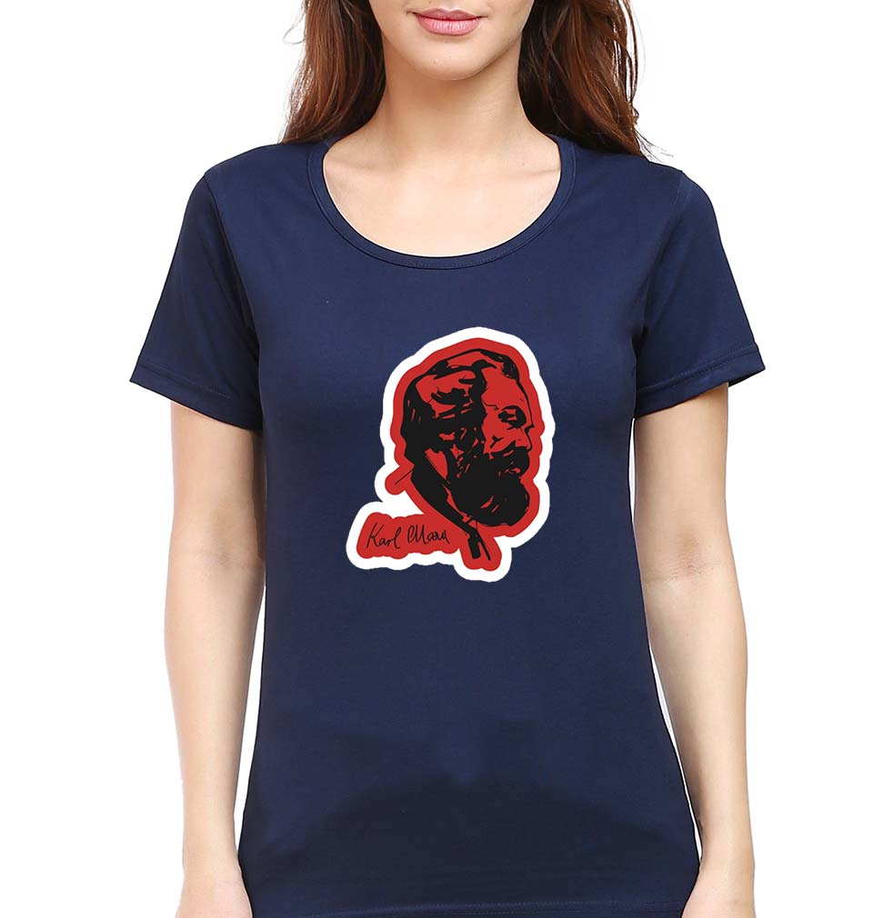 Karl Marx T-Shirt for Women-Navy Blue-Ektarfa.online