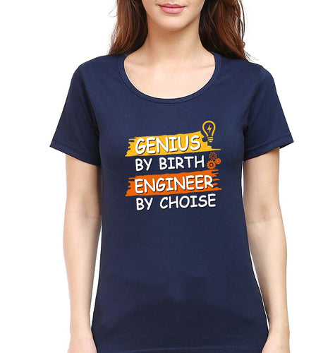 Genius Engineer T-Shirt for Women-Navy Blue-Ektarfa.online