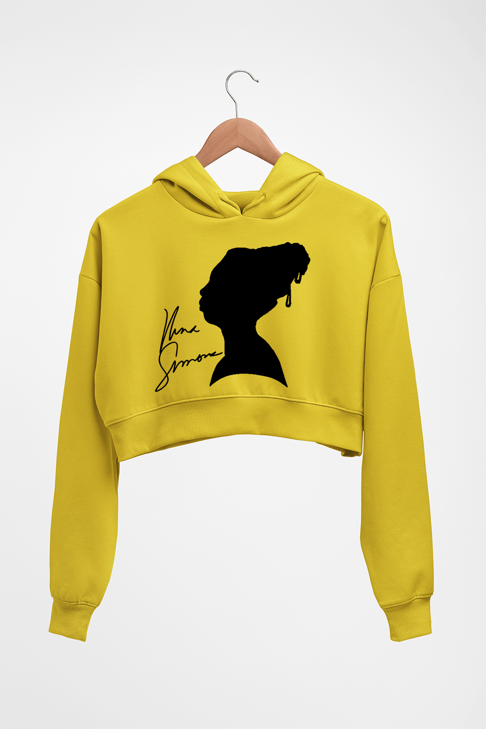 Nina Simone Crop HOODIE FOR WOMEN-Mustard Yellow-Ektarfa.online