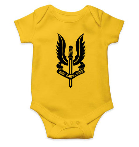 Who Dares Wins Balidaan Army Kids Romper For Baby Boy/Girl-0-5 Months(18 Inches)-Yellow-Ektarfa.online