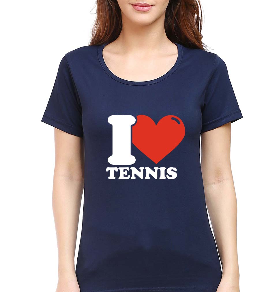 I Love Tennis T-Shirt for Women-Navy Blue-Ektarfa.online