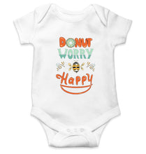 Load image into Gallery viewer, Donut Worry Be Happy Kids Romper For Baby Boy/Girl-0-5 Months(18 Inches)-White-Ektarfa.online
