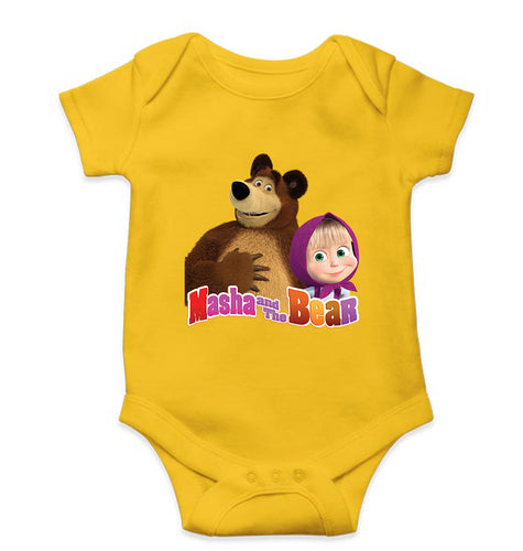 Masha and the Bear Kids Romper For Baby Boy/Girl-Yellow-Ektarfa.online