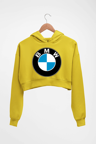 BMW Crop HOODIE FOR WOMEN-Mustard Yellow-Ektarfa.online